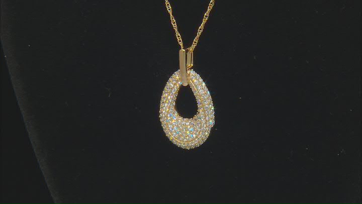 White Cubic Zirconia 18k Yellow Gold Over Sterling Silver Pendant With Chain 3.15ctw Video Thumbnail