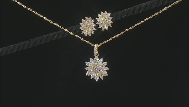 White Cubic Zirconia 18k Yellow Gold Over Sterling Silver Jewelry Set 5.75ctw Video Thumbnail