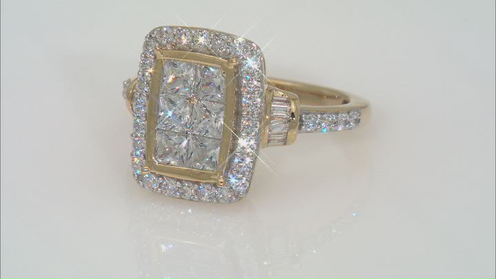 White Cubic Zirconia 18k Yellow Gold Over Sterling Silver Ring 2.50ctw Video Thumbnail