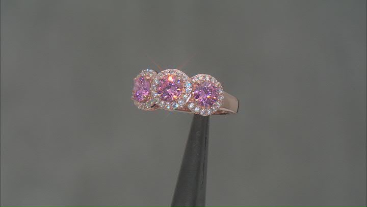Pink And White Cubic Zirconia 18k Rose Gold Over Sterling Silver Ring 2.85ctw Video Thumbnail