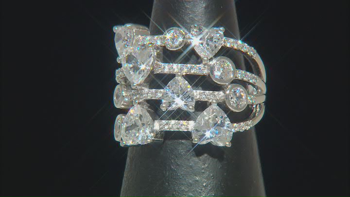 White Cubic Zirconia Rhodium Over Sterling Silver Ring 7.10ctw Video Thumbnail