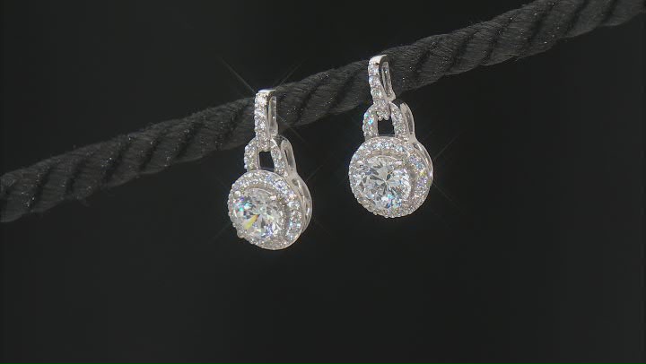 White Cubic Zirconia Rhodium Over Sterling Silver Earrings 3.65ctw Video Thumbnail