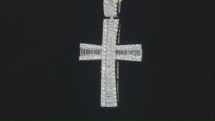 White Cubic Zirconia Rhodium Over Sterling Silver Cross Pendant 2.25ctw Video Thumbnail