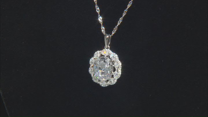 White Cubic Zirconia Rhodium Over Sterling Silver Pendant With Chain 9.53ctw Video Thumbnail