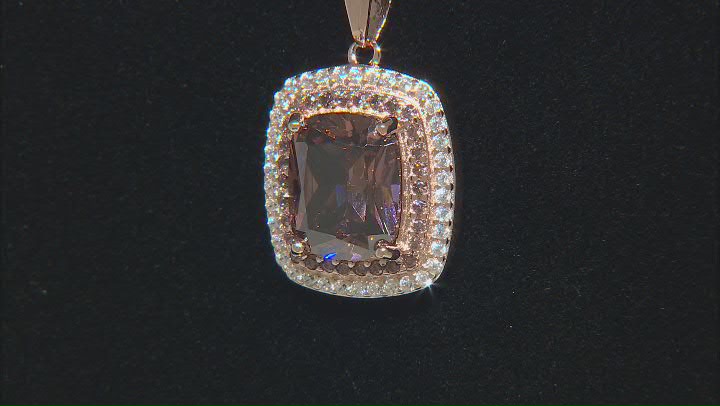 Mocha And White Cubic Zirconia 18k Rose Gold Over Sterling Silver Pendant With Chain 9.50ctw Video Thumbnail