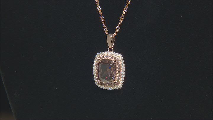 Mocha And White Cubic Zirconia 18k Rose Gold Over Sterling Silver Pendant With Chain 9.50ctw Video Thumbnail