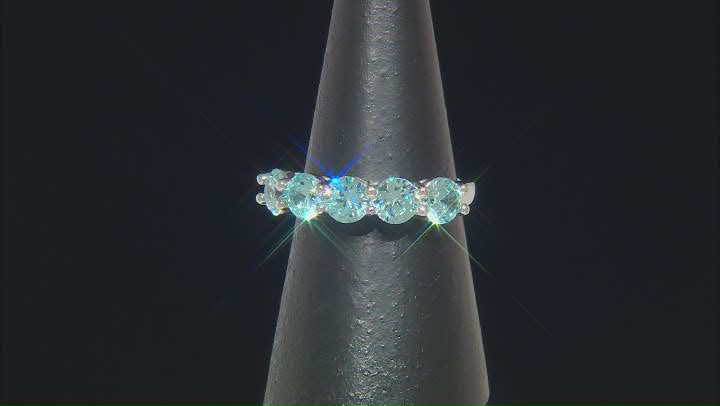 Blue Cubic Zirconia Rhodium Over Sterling Silver Ring 3.70ctw Video Thumbnail
