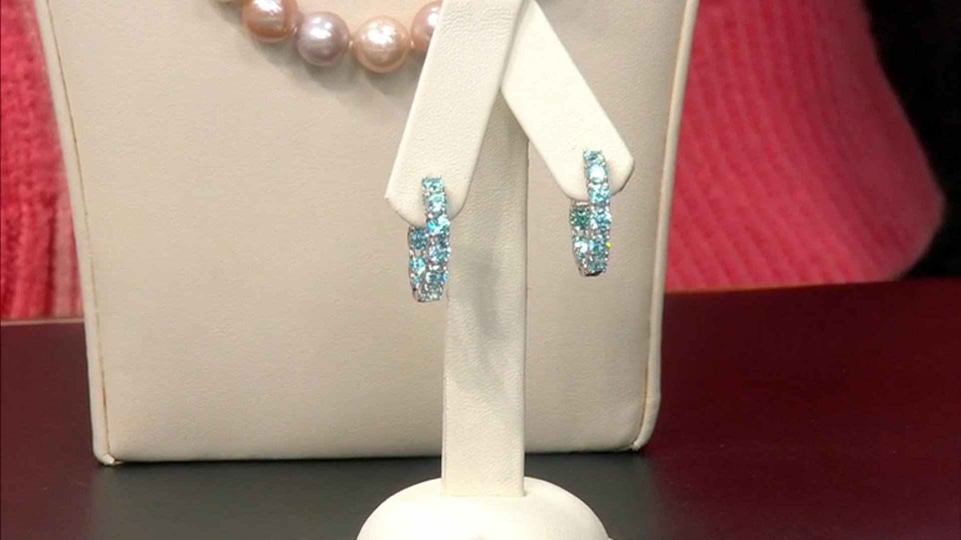 Blue Cubic Zirconia Rhodium Over Sterling Silver Hoops 5.22ctw Video Thumbnail