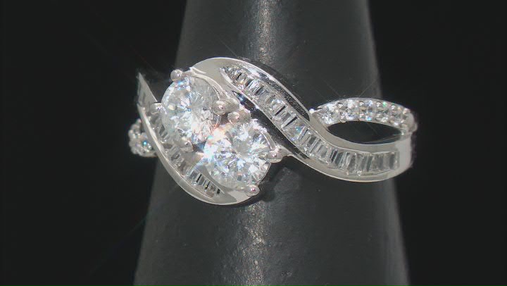 White Cubic Zirconia Platinum Over Sterling Silver Ring 1.95ctw Video Thumbnail