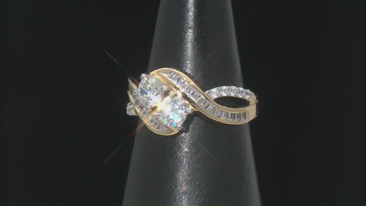 White Cubic Zirconia 18k Yellow Gold Over Sterling Silver Ring 1.95ctw Video Thumbnail