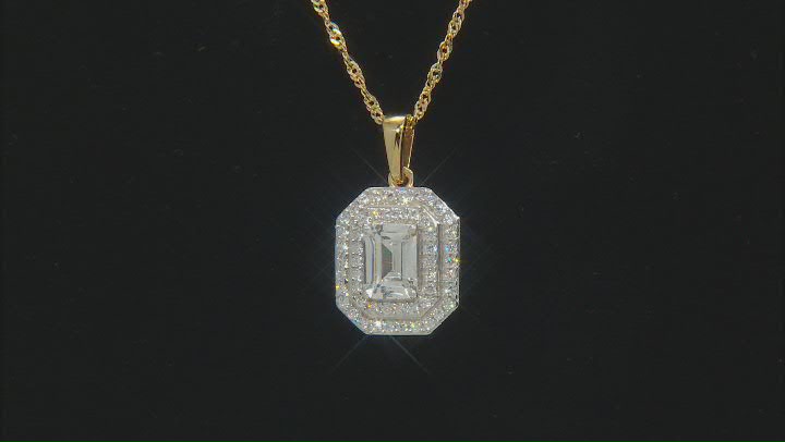 White Cubic Zirconia 18k Yellow Gold Over Sterling Sliver Pendant With Chain 3.05ctw Video Thumbnail