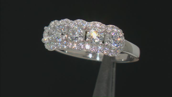 White Cubic Zirconia Rhodium Over Sterling Silver Ring 3.04ctw Video Thumbnail