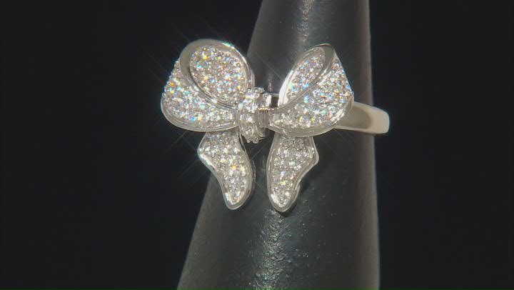 White Cubic Zirconia Rhodium Over Sterling Silver Bow Ring 1.35ctw Video Thumbnail