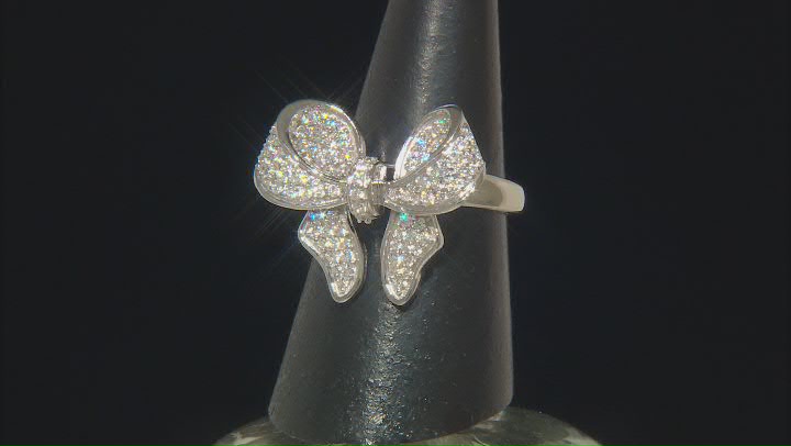 White Cubic Zirconia Rhodium Over Sterling Silver Bow Ring 1.35ctw Video Thumbnail