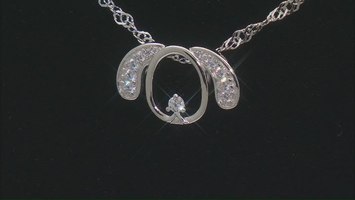 White Cubic Zirconia Rhodium Over Sterling Silver Dog Pendant With Chain 0.26ctw Video Thumbnail