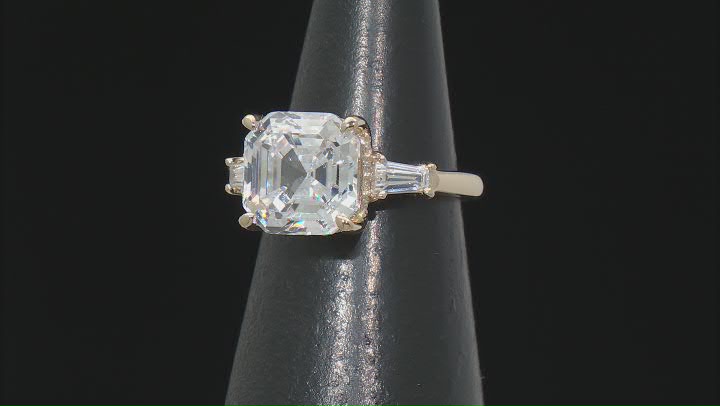 White Cubic Zirconia 18k Yellow Gold Over Sterling Silver Asscher Cut Ring 6.62ctw Video Thumbnail