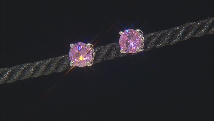 Pink Cubic Zirconia Rhodium Over Sterling Silver Earrings 5.50ctw Video Thumbnail