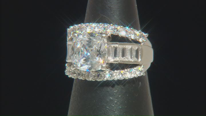 White Cubic Zirconia Platinum Over Sterling Silver Ring 9.90ctw Video Thumbnail