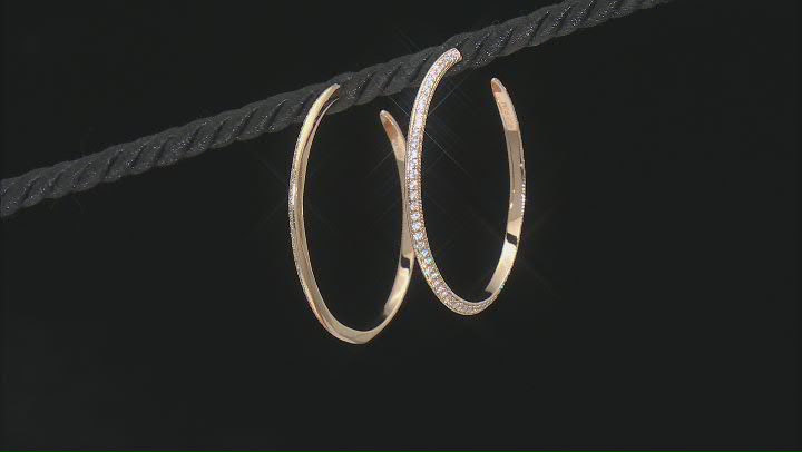 White Cubic Zirconia 18k Yellow Gold Over Sterling Silver Hoops 3.80ctw Video Thumbnail
