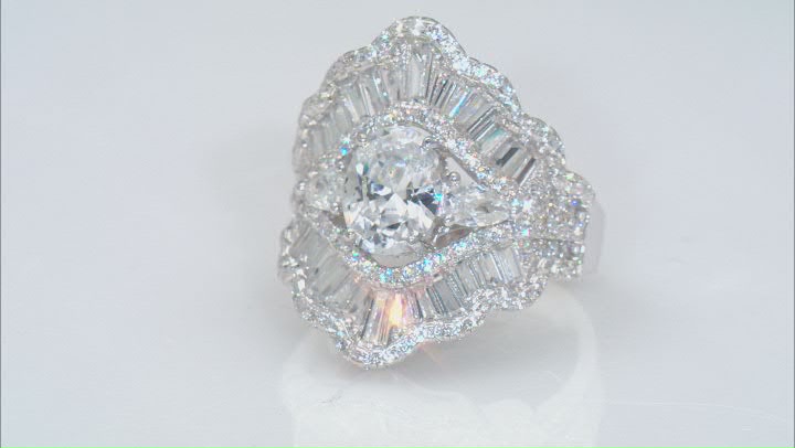 White Cubic Zirconia Rhodium Over Sterling Silver Ring 7.23ctw Video Thumbnail