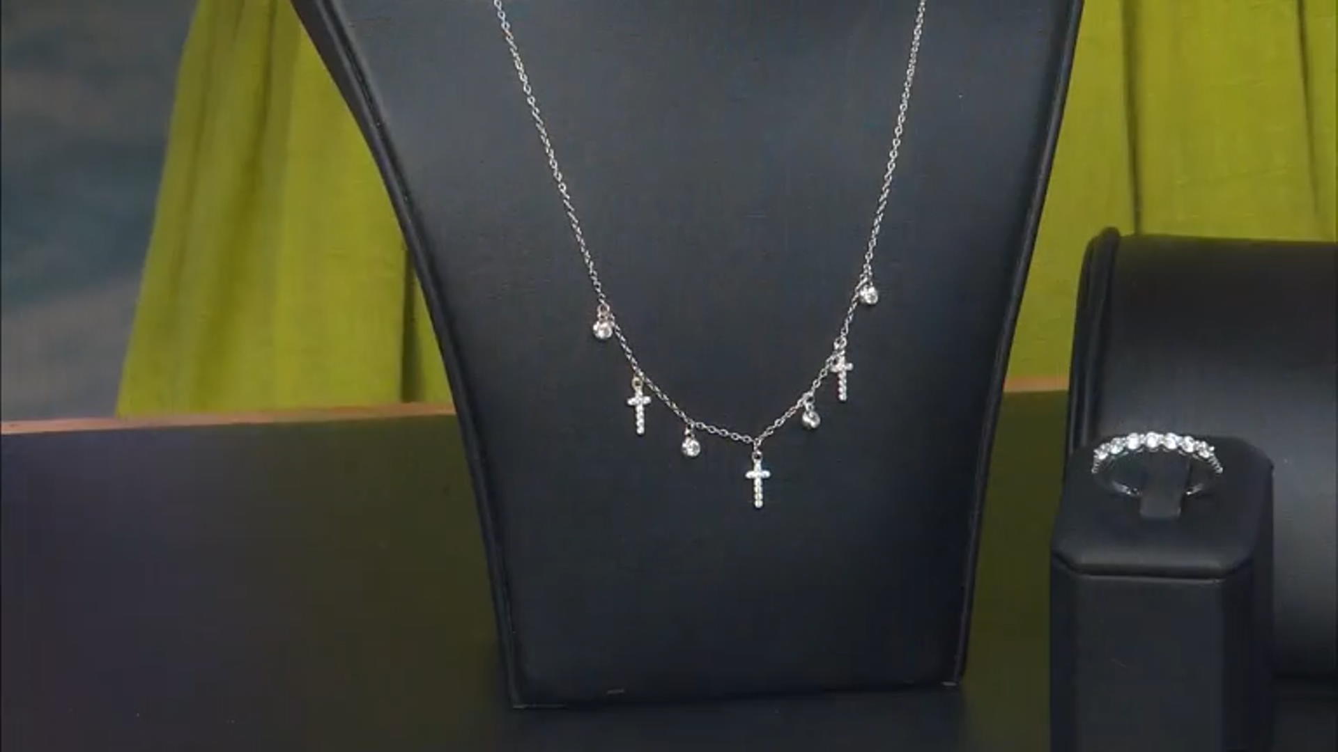 White Cubic Zirconia Rhodium Over Sterling Silver Cross Necklace 1.05ctw Video Thumbnail