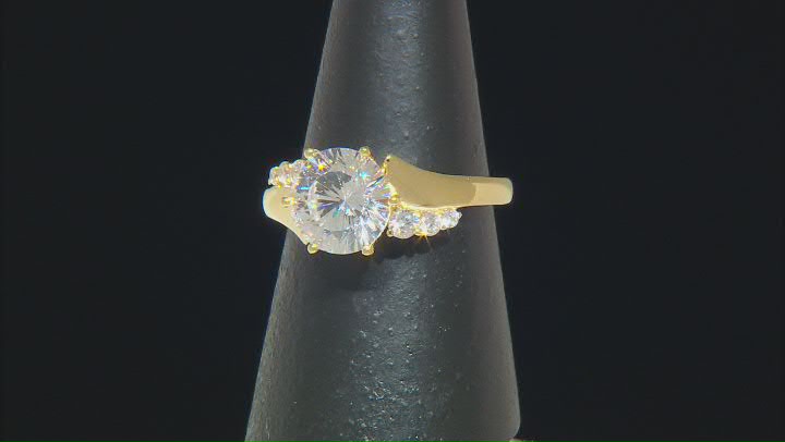 White Cubic Zirconia 18k Yellow Gold Over Sterling Silver 100 Facet Ring Video Thumbnail