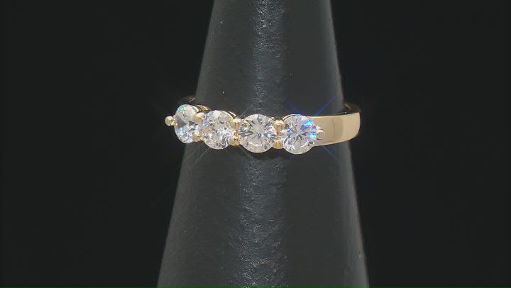 White Cubic Zirconia 18k Yellow Gold over Sterling Silver 100 Facet Bridal Ring 3.15ctw Video Thumbnail