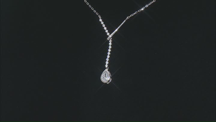White Cubic Zirconia Rhodium Over Sterling Silver Necklace 1.20ctw Video Thumbnail