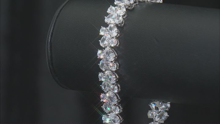 White Cubic Zirconia Rhodium Over Sterling Silver Tennis Bracelet 38.48ctw Video Thumbnail