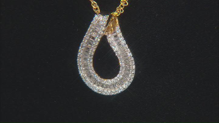 White Cubic Zirconia 18k Yellow Gold Over Sterling Silver Pendant With Chain 0.65ctw Video Thumbnail