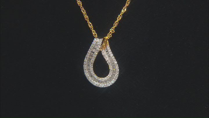 White Cubic Zirconia 18k Yellow Gold Over Sterling Silver Pendant With Chain 0.65ctw Video Thumbnail