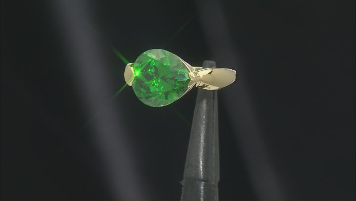 Green Cubic Zirconia 18k Yellow Gold Over Sterling Silver Ring 7.65ctw Video Thumbnail