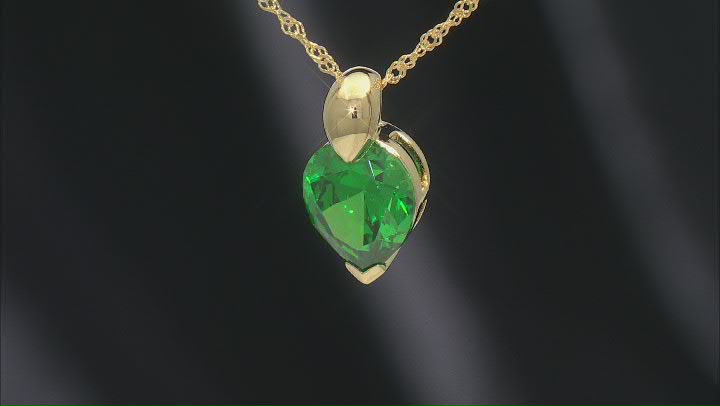 Green Cubic Zirconia 18k Yellow Gold Over Sterling Silver Pendant With Chain 7.65ctw Video Thumbnail