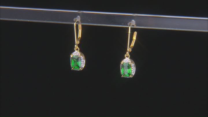 Green And White Cubic Zirconia 18k Yellow Gold Over Sterling Silver Earrings 2.03ctw Video Thumbnail