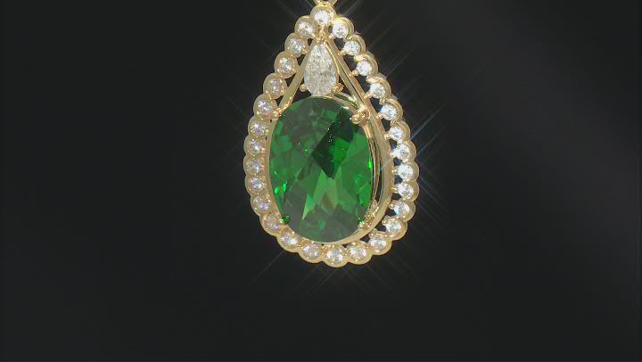 Green And White Cubic Zirconia 18k Yellow Gold Over Sterling Silver Pendant With Chain 6.91ctw Video Thumbnail