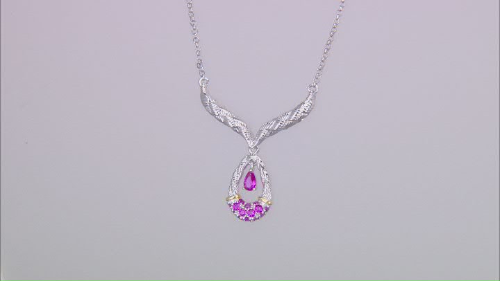 Pink Lab Created Sapphire Rhodium Over Sterling Silver Necklace 0.63ctw Video Thumbnail