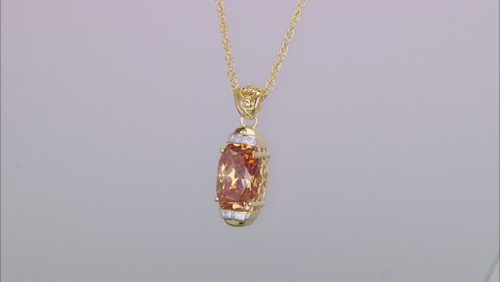 Champagne And White Cubic Zirconia 18k Yellow Gold Over Sterling Silver Pendant 10.16ctw Video Thumbnail