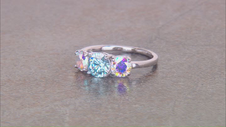 Blue And White Cubic Zirconia Over Sterling Silver Ring 4.01ctw Video Thumbnail