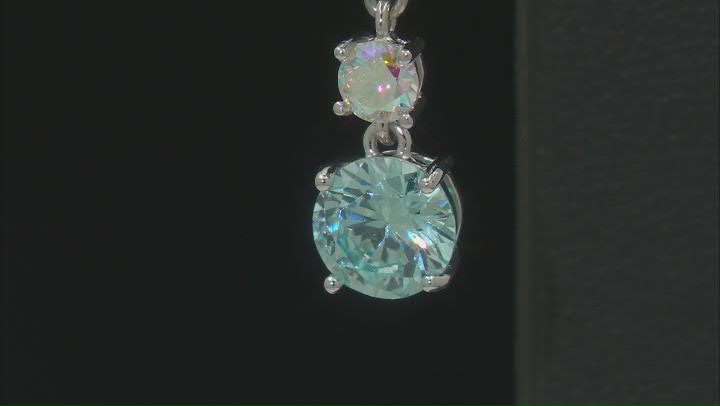 Blue And White Cubic Zirconia Rhodium Over Silver Earrings 5.03ctw Video Thumbnail