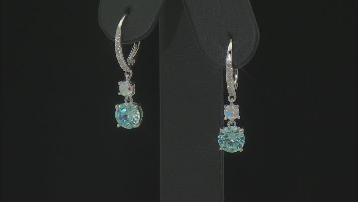 Blue And White Cubic Zirconia Rhodium Over Silver Earrings 5.03ctw Video Thumbnail