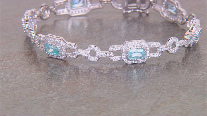 Blue And White Cubic Zirconia Rhodium Over Sterling Silver Bracelet 9.39ctw Video Thumbnail