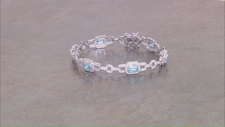 Blue And White Cubic Zirconia Rhodium Over Sterling Silver Bracelet 9.39ctw Video Thumbnail