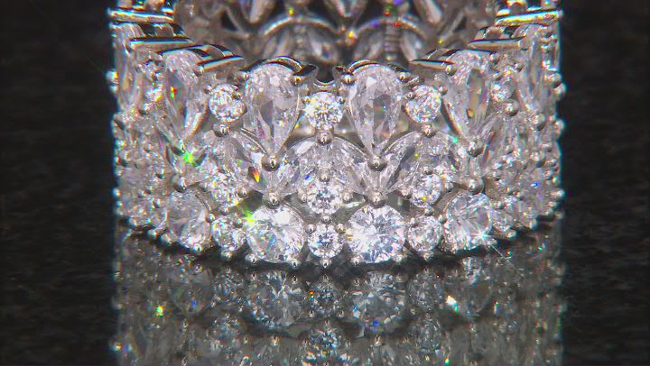 White Cubic Zirconia Rhodium Over Sterling Silver Ring 13.91ctw Video Thumbnail