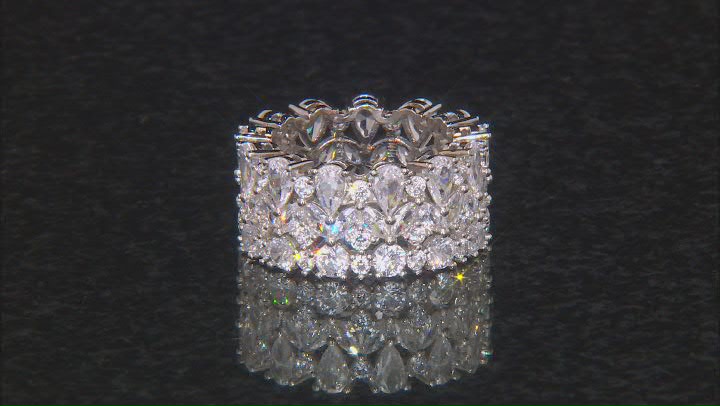 White Cubic Zirconia Rhodium Over Sterling Silver Ring 13.91ctw Video Thumbnail