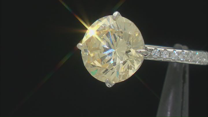 Canary And White Cubic Zirconia Rhodium Over Sterling Silver Ring 14.52ctw Video Thumbnail