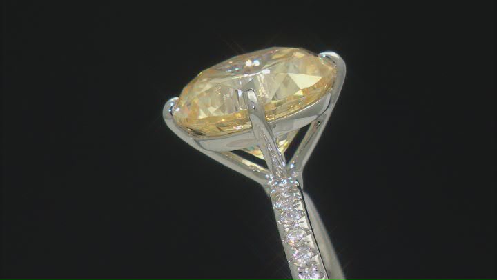 Canary And White Cubic Zirconia Rhodium Over Sterling Silver Ring 14.52ctw Video Thumbnail