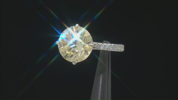 Canary And White Cubic Zirconia Rhodium Over Sterling Silver Ring 14.52ctw Video Thumbnail