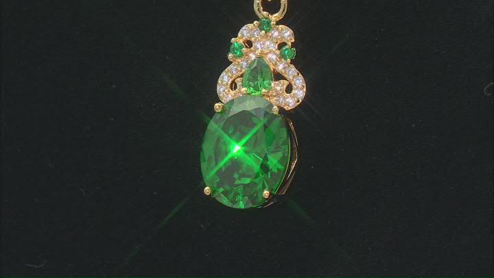 Green And White Cubic Zirconia 18k Yellow Gold Over Sterling Silver Pendant 7.44ctw Video Thumbnail