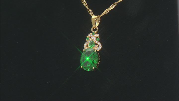 Green And White Cubic Zirconia 18k Yellow Gold Over Sterling Silver Pendant 7.44ctw Video Thumbnail