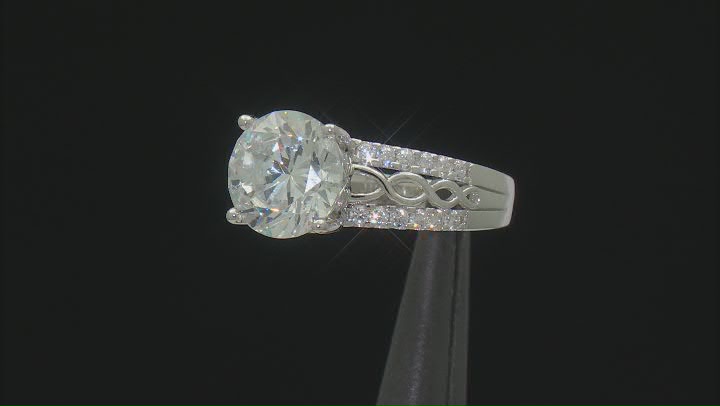 White Cubic Zirconia Platinum Over Sterling Silver Ring Set 7.52ctw Video Thumbnail